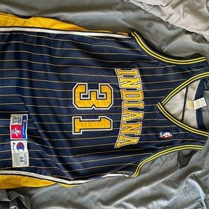 Authentic Champion Reggie Miller Pacers Jersey Rare Dual Tagged